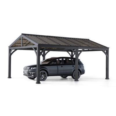AutoCove 14x20 Metal Carport, Outdoor Living Pavilion, Gazebo with 2 Ceiling Hooks