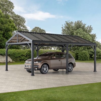 Image showing  14 ft. x 20 ft. Metal Carport, Outdoor Living Pavilion, Gazebo with 2 Ceiling Hooks