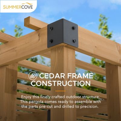 Image showing  10.5 ft. x 10 ft. Cedar Wood Pergola with Adjustable Hanging Planters