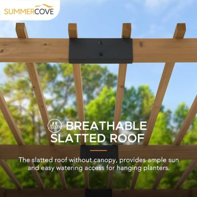 Image showing  10.5 ft. x 10 ft. Cedar Wood Pergola with Adjustable Hanging Planters