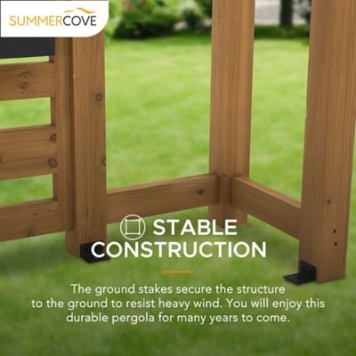 Image showing 6 th SummerCove 10.5 ft. x 10 ft. Cedar Wood Pergola with Adjustable Hanging Planters