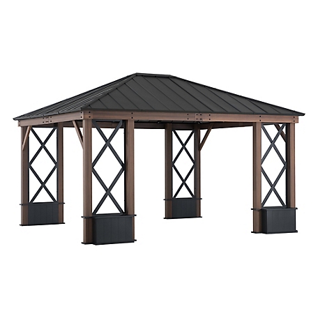 SummerCove 13 ft. x 15 ft. Aluminum Frame Hard-Top Patio Gazebo with Steel Roof, Black