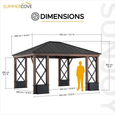 Image showing  13 ft. x 15 ft. Aluminum Frame Hard-Top Patio Gazebo with Steel Roof, Black