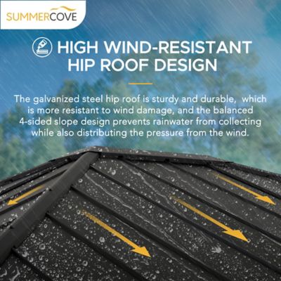 Image showing  13 ft. x 15 ft. Aluminum Frame Hard-Top Patio Gazebo with Steel Roof, Black