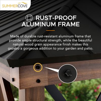 Image showing  13 ft. x 15 ft. Aluminum Frame Hard-Top Patio Gazebo with Steel Roof, Black