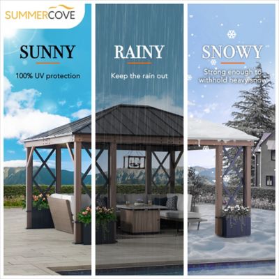 Image showing 7 th SummerCove 13 ft. x 15 ft. Aluminum Frame Hard-Top Patio Gazebo with Steel Roof, Black