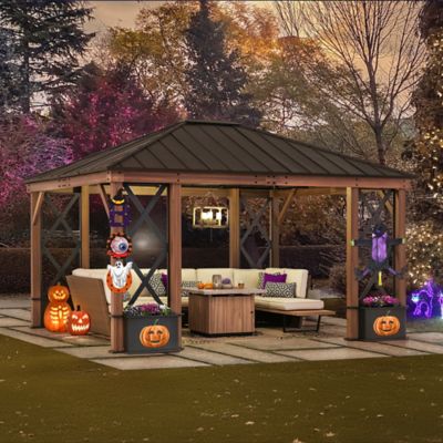 Image showing 8 th SummerCove 13 ft. x 15 ft. Aluminum Frame Hard-Top Patio Gazebo with Steel Roof, Black