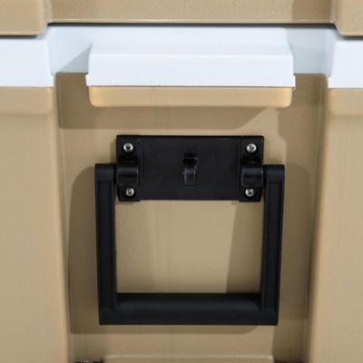 Image showing 6 th Sunjoy 60 qt. Insulated Portable Rolling Ice Chest Solar Cooler with Wheels for Party, Tan