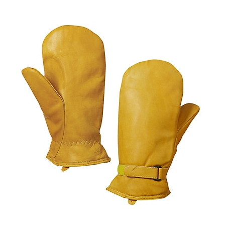 Tough Duck Leather Adjustable Pile-Lined Mitts, 1 Pair