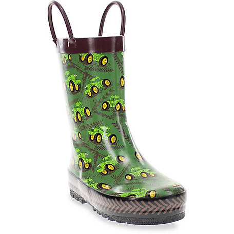 MO MOKER Toddler Little Kid Big Kid Soft Rubber Rain Boots Anti-Slip Rain Shoes Fun Colors and Designs,Green,28