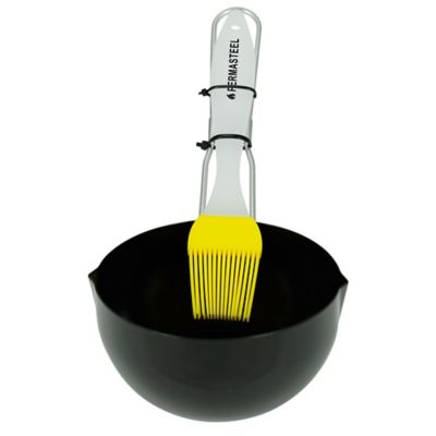 Permasteel Basting Brush and Bowl Set, Black/Stainless Steel