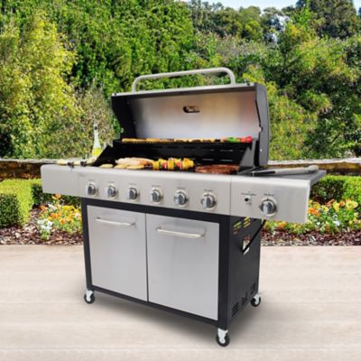 Image showing  6-Burner XL Propane Gas Grill, Gray, With Side Burner