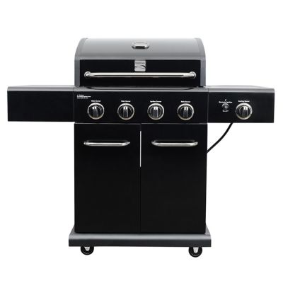 Kenmore Gas 4-Burner Outdoor Patio BBQ Grill, Searing Side Burner, Black/Black Chrome-Plated Handles and Knobs -  PG-40409S0LB-1