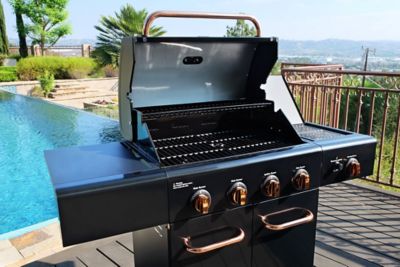 Image showing  Gas 4-Burner Propane Gas Grill, Black/Copper, With Side Burner