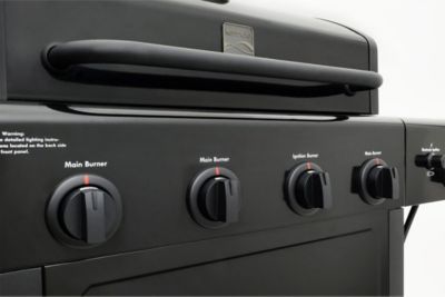 Image showing  4-Burner Propane Gas Open-Cart Grill, Black, With Side Burner