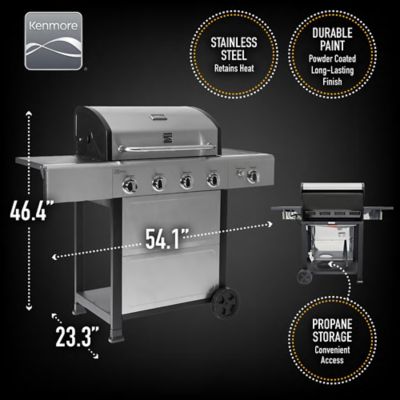 Image showing  4-Burner Propane Gas Open-Cart Grill, Gray, With Side Burner, PG-40406SOL-SE