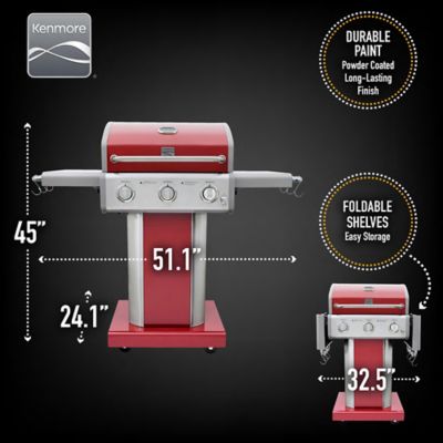 Image showing  3-Burner Propane Gas Grill, Red