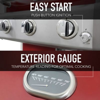 Image showing 6 th Kenmore 3-Burner Propane Gas Grill, Red