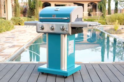 Image showing  3-Burner Propane Gas Grill, Teal