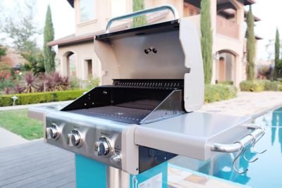 Image showing  3-Burner Propane Gas Grill, Teal