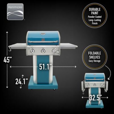 Image showing  3-Burner Propane Gas Grill, Teal