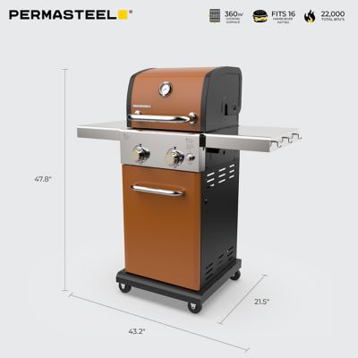 Image showing  2-Burner Propane Gas Grill with Folding Side Shelves, Copper