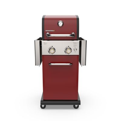 Image showing  2-Burner Propane Gas Grill with Folding Side Shelves, Red