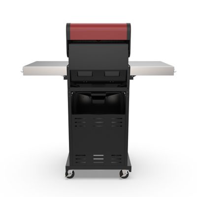 Image showing  2-Burner Propane Gas Grill with Folding Side Shelves, Red