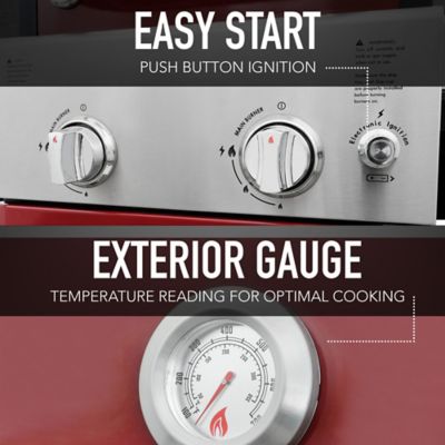 Image showing 7 th Permasteel 2-Burner Propane Gas Grill with Folding Side Shelves, Red