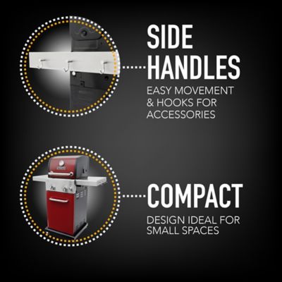 Image showing 8 th Permasteel 2-Burner Propane Gas Grill with Folding Side Shelves, Red