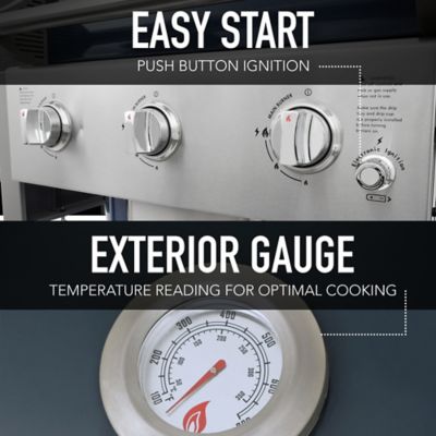 Image showing 7 th Permasteel 3-Burner Propane Gas Grill with Folding Side Shelves, Azure