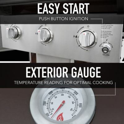 Image showing 7 th Permasteel 3-Burner Propane Gas Grill with Folding Side Shelves, Mocha