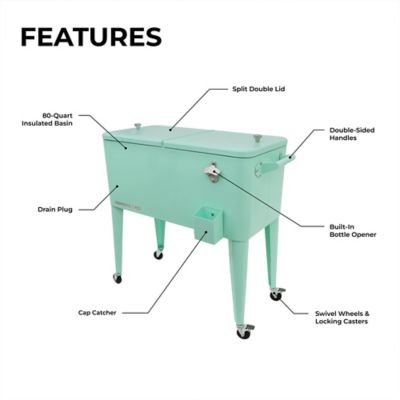 Image showing  80 qt. Portable Rolling Patio Cooler, Mint