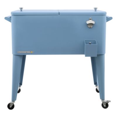 Permasteel 80 qt. Portable Rolling Patio Cooler, Blue