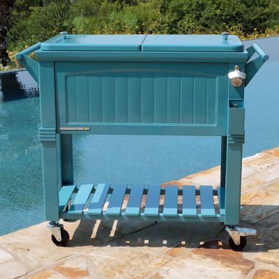 Image showing  80 qt. Portable Rolling Patio Cooler, Teal
