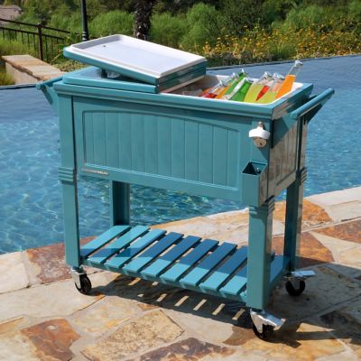 Image showing  80 qt. Portable Rolling Patio Cooler, Teal
