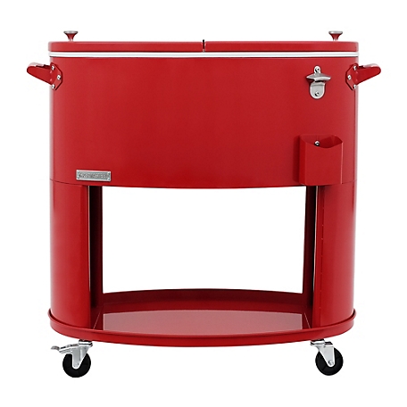 Permasteel 80 qt. Sporty Oval Shape Rolling Patio Cooler, Red