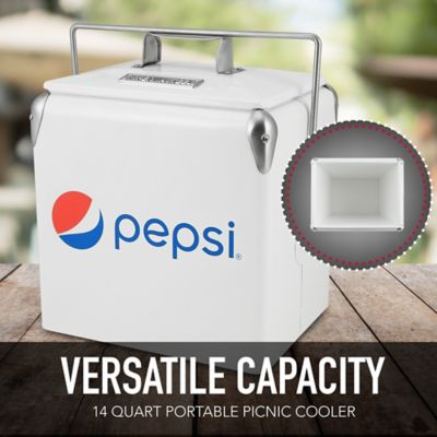 Image showing  14 qt. Hard-Sided Portable Picnic Cooler with Pepsi Logo, White