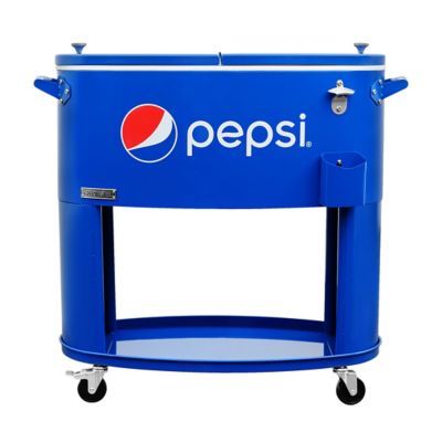 Permasteel 80 qt. Sporty Oval Shape Rolling Cooler with Pepsi Logo, Blue