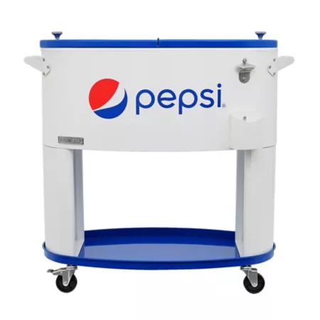 80 quart permsteel Sports Oval Rolling Cooler with Pepsi Logo White Patio Coolers