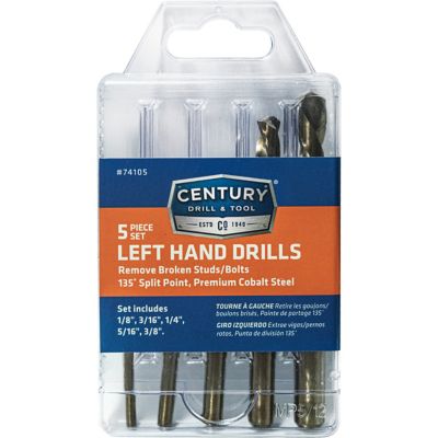 Century Drill & Tool Left Hand Stub Drill Bit, 5Pc Set