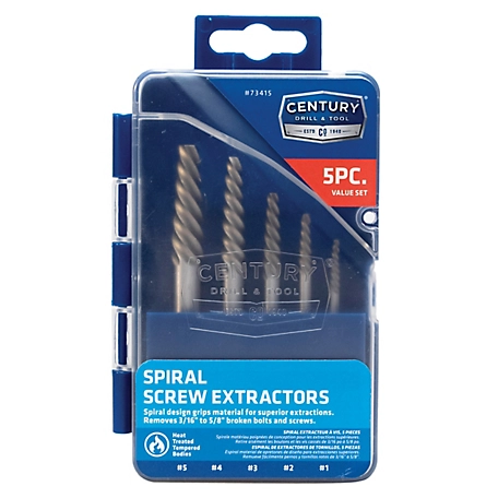 Century Drill & Tool Screw Extractor Spiral Flute 5Pc Set