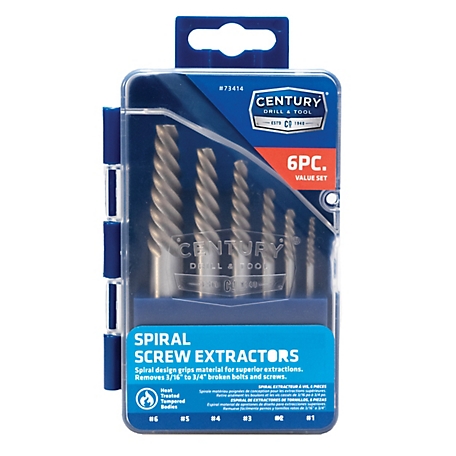Century Drill & Tool Screw Extractor Spiral Flute 6Pc Set