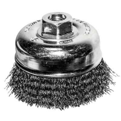 Century Drill & Tool 3 in. Coarse Crimped Cup Brush, 3 M10 X 1.25 in.