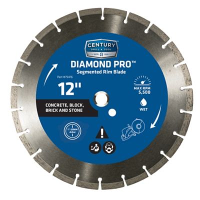 Century Drill & Tool 12 in. Diamond Segmented Rim Cuts Soft Saw Blade