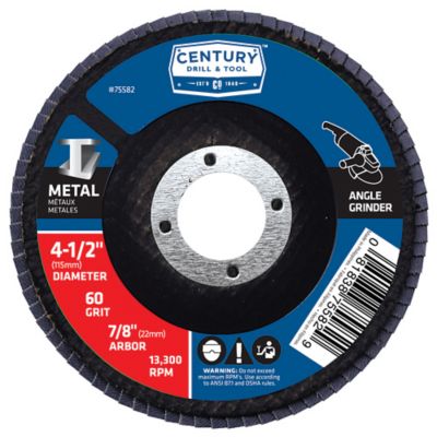 Century Drill & Tool 4-1/2 in. x 7/8 in. 60 Grit Zirconia Grit Flap Disc