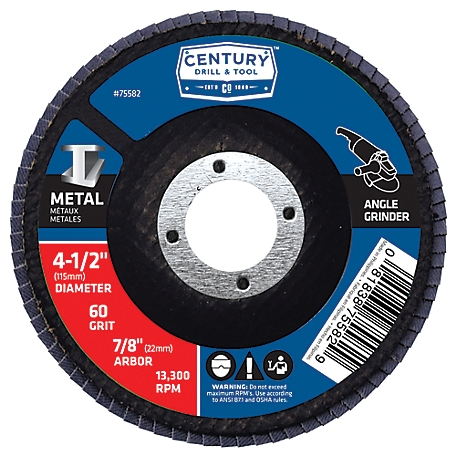 Century Drill & Tool 4-1/2 in. x 7/8 in. 60 Grit Zirconia Grit Flap Disc