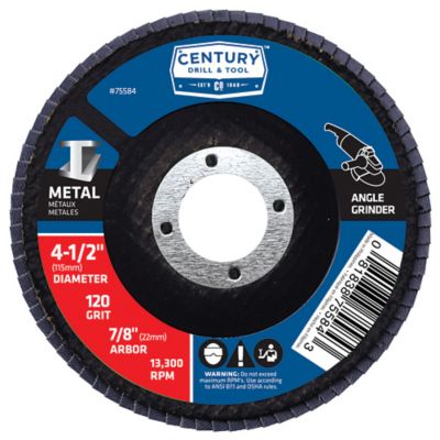 Century Drill & Tool 4-1/2 in. 120 Grit Zirconia Grit Flap Disc