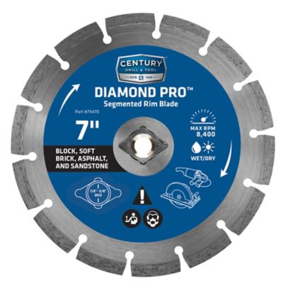 Century Drill & Tool 7 in. Diamond Segmented Rim Cuts Soft Saw Blade