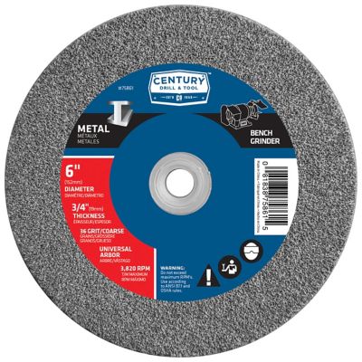 Century Drill & Tool 6 in. x 3/4 in. 60 Grit Grinding Wheel, Coarse